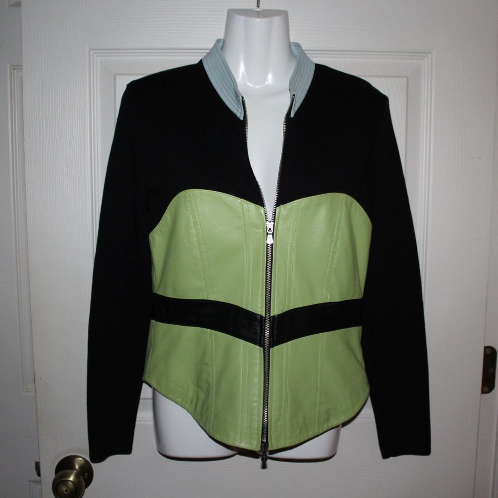 One Girl Who Anthropologie Leather & Knit light jacket S